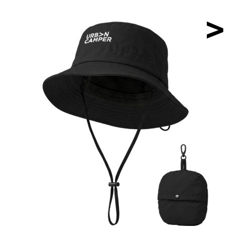 หมวกบักเก็ต พับเก็บได้ ผ้าไนลอน สีดำ มีกระเป๋าในตัว URBAN CAMPER