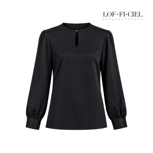 เสื้อผู้หญิง แขนยาว เฉพาะตัวเสื้อ คอหยดน้ำ สีดำ LOF-FI-CIEL