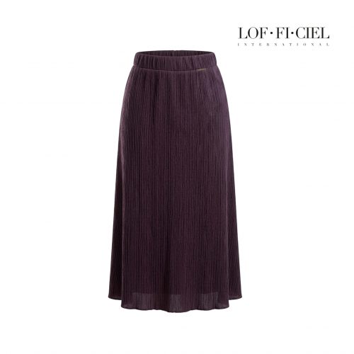 กระโปรงพลีท ทรงตรง ผ้ายืด สีน้ำตาล เอวยางยืด LOF-FI-CIEL