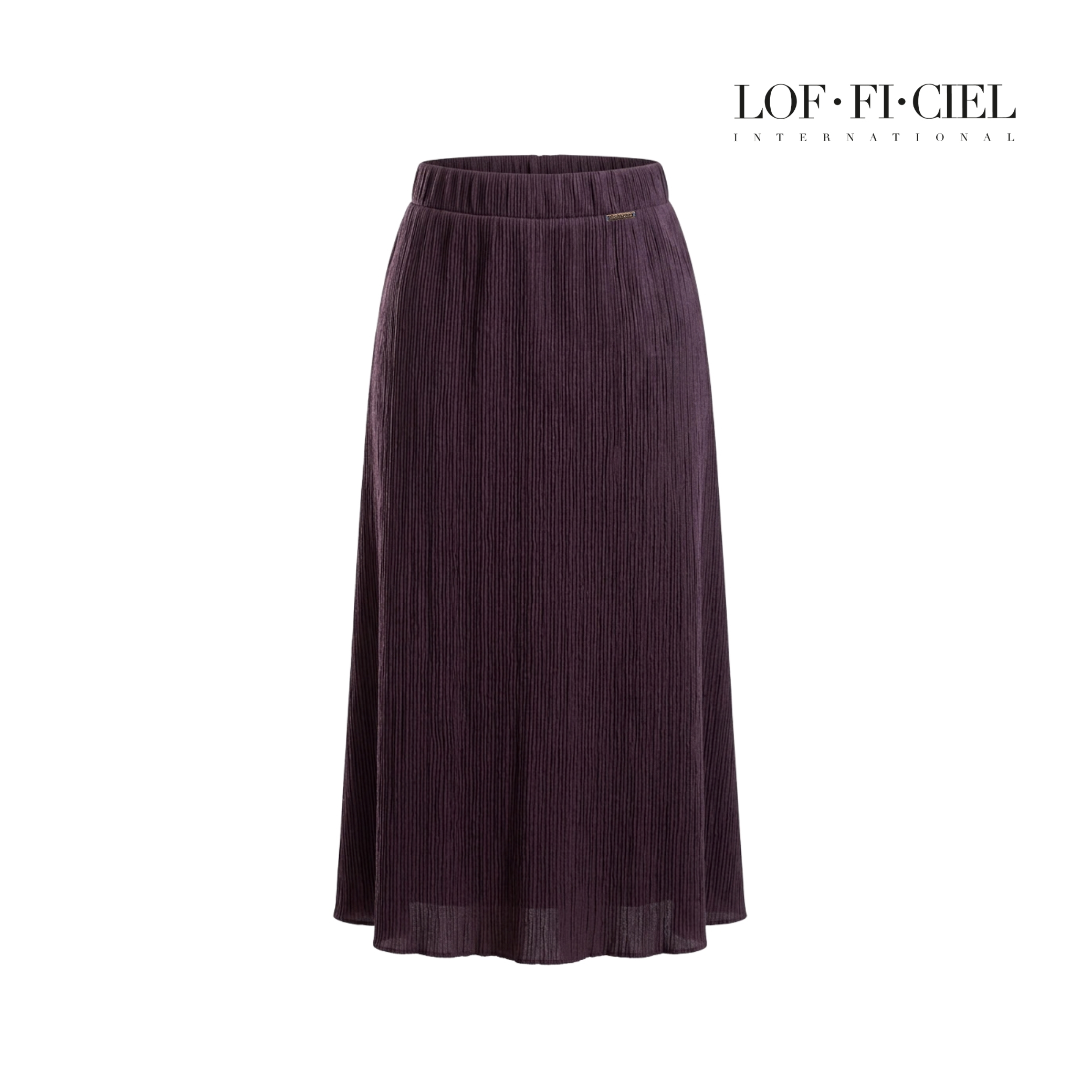 FD27DW กระโปรงพลีท ทรงตรง ผ้ายืด สีน้ำตาล เอวยางยืด LOF-FI-CIEL